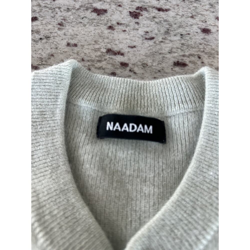 NAADAM 100% Cashmere Sage Green Women's Henley Crewneck Pullover Sweater Sz M - Picture 3 of 9